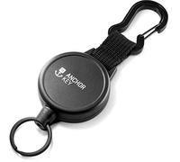 FABACH Porte-clé rétractable avec cordon en acier de 105 cm - Porte-badge rétractable - Fermeture éclair et porte-cartes de ski pour pantalon et ceinture