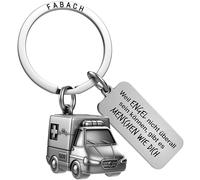 FABACH Porte-clés ambulance - Porte-bonheur - Cadeau médecin - Porte-clés - Médecin d'urgence RTW Médecin Cadeaux, Argent antique, taille unique