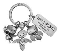 FABACH Porte-clés ange gardien 3 anges avec gravure - Porte-clés de voiture en métal pour automobilistes - Cadeau porte-bonheur pour voiture permis de conduire - Conduisez prudemment avec moi Besoin