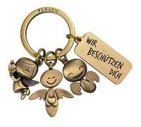 FABACH Porte-clés ange gardien 3 anges avec gravure - Porte-clés de voiture prudent en métal pour automobilistes - Cadeau porte-bonheur pour voiture permis de conduire - Nous vous protégeons