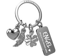 FABACH Porte-clés ange gardien 3 breloques avec gravure - Ange gardien - Porte-clés de voiture - Cadeau ange porte-bonheur pour voiture permis de conduire - Les anges accompagnent votre chemin,