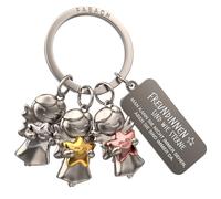 FABACH Porte-clés Ange Gardien 3 Étoiles Avec Gravure - Cadeau Pour Meilleure Amie - Porte-bonheur - Les Amies Sont Comme des Étoiles, Argenté, 1, Moderne