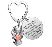 FABACH Porte-clés ange gardien avec cœur et gravure - Cadeau pour meilleure amie - Cadeau pour meilleure amie - Cadeau ange porte-bonheur meilleure amie