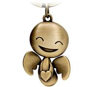 FABACH Porte-clés ange gardien Happy avec cœur - Pendentif ange mignon en métal - Cadeau porte-bonheur pour voiture partenaire - Conduisez prudemment, Bronze, Taille unique, Charmant