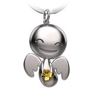 FABACH Porte-clés Ange Gardien Happy Avec Trèfle - Ange en Métal - Porte-bonheur pour Voiture - Cadeau Trèfle à Quatre Feuilles - Or, 1, Moderne