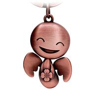 FABACH Porte-clés ange gardien Happy avec trèfle - Porte-bonheur en métal - Pendentif ange de voiture porte-bonheur - Cadeau bonne chance, Or rose vieilli., One Size, Antique
