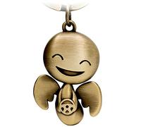 FABACH Porte-clés ange gardien Happy avec volant - Joli pendentif ange en métal - Cadeau porte-bonheur pour voiture - Permis de conduire - Conduire prudemment, Bronze, Einheitsgröße, Décontracté ou