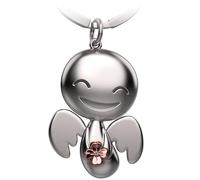 FABACH Porte-clés ange gardien heureux avec trèfle à quatre feuilles - Ange porte-bonheur en métal - Bon succès porte-bonheur auto pendentif ange - Cadeau bonne chance trèfle à quatre feuilles