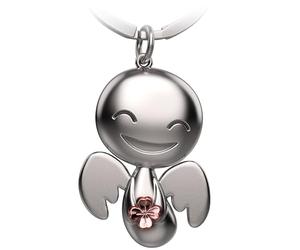 FABACH Porte clés ange gardien heureux avec trèfle à quatre feuilles - Bon succès porte-bonheur auto pendentif en métal - Cadeau bonne chance trèfle à quatre feuilles