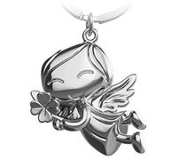 FABACH Porte-clés ange gardien Lucky avec trèfle - Ange porte-bonheur en métal - Porte-bonheur pour voiture - Cadeau bonne chance, argenté, taille unique