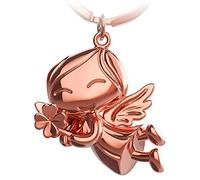 FABACH Porte-clés ange gardien Lucky avec trèfle - Ange porte-bonheur en métal - Porte-bonheur pour voiture - Cadeau bonne chance, Or rose, taille unique