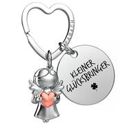 FABACH Porte-clés ange gardien porte-bonheur avec cœur et gravure - Ange gardien trèfle porte-bonheur - Cadeau Bonne chance, Petit porte-bonheur, taille unique
