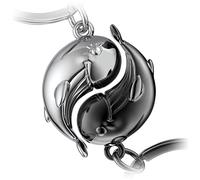 FABACH Porte-clés baleine pour couples Moby,Baleine porte-bonheur,Cadeau pour petite amie ou petit ami,Cadeau d'amour,Porte-clés pour anniversaire, Saint-Valentin, Noir et argenté
