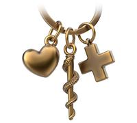 FABACH Porte-clés bâton d'Esculape avec croix et cœur - Cadeaux infirmière Soins médecin Cadeaux médecins Porte-clés infirmière Aide-soignant Cadeau Étudiant médecine, Bronze, 1, Moderne