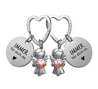 FABACH Porte-clés « Beste Freundin » - 2 anges gardiens avec cœur et gravure - Meilleure amie - Cadeau - Ange porte-bonheur - Meilleure amie, Or rose, taille unique