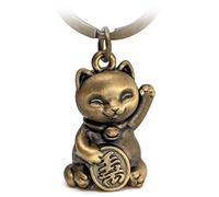 FABACH Porte-clés chat porte-bonheur Maneki Neko - Joli chat porte-bonheur - Pendentif en métal - Cadeau, Bronze, Taille unique, Porte-clés