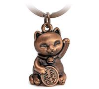 FABACH Porte-clés chat porte-bonheur Maneki Neko - Joli chat porte-bonheur - Pendentif en métal - Cadeau, or rose antique, Taille unique, Élégant avec or rose antique