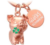 FABACH Porte-clés cochon porte-bonheur avec trèfle - Cochon porte-bonheur pour bonne chance et succès - Cadeau de cochon, taille unique