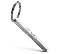 FABACH Porte-clés Cuboid avec inscription « Viel Erfolg Prüfung » - En acier inoxydable - Avec gravure « Viel Glück, Du schaffst das », argenté, 1Stück