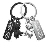 FABACH Porte-clés d'amour pour couples - 2 éléphants avec cœur - Porte-clés « Ich liebe dich » - Porte-clés éléphant - Cadeau pour petite amie - Porte-clés pour couple - Cadeau d'amour, Noir et