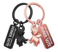 FABACH Porte-clés d'amour pour couples - 2 éléphants avec cœur - Porte-clés « Ich liebe dich » - Porte-clés éléphant - Cadeau pour petite amie - Porte-clés pour couple - Cadeau d'amour, noir et or