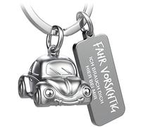 FABACH Porte-clés de voiture avec gravure - Porte-clés ange gardien pour automobilistes - Cadeau porte-bonheur pour conduite prudente - Conduisez prudemment, j'ai besoin de vous, argenté, Taille