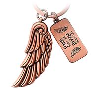 FABACH Porte-clés en Forme d'Ailes d'Ange - Porte-bonheur - Ange Gardien - Plume - Let Your Dreams Be Your Wings - Or Rose Antique