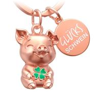 FABACH Porte-clés en forme de cochon porte-bonheur avec trèfle - Porte-bonheur en forme de cochon pour beaucoup de chance et de succès - Cadeau cochon porte-bonheur, taille unique