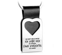 FABACH Porte-clés en forme de cœur avec gravure en cuir - Pendentif porte-bonheur pour votre personne préférée - Il y a beaucoup de façons je t'aime à dire : Fahr sicht ist Einer