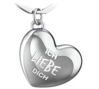 FABACH Porte-clés en forme de cœur avec gravure « Ich liebe dich Schlüsselanhänger Partner » - Porte-clés en forme de cœur comme porte-bonheur - Cadeau pour petite amie - Je t'aime, argenté, 1