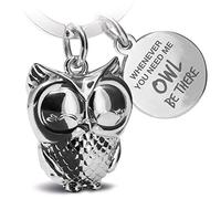 FABACH Porte-clés en forme de hibou gravé - mignon porte-clés hibou - amitié et amour porte-bonheur en métal pour femmes - hibou be there for you, argent, taille unique