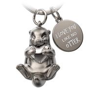 FABACH - Porte-clés en forme d'Otter Otty avec cœur - Porte-bonheur et cadeau pour petite amie - Cadeau de couple pour l'amour - Porte-clés pour anniversaire de mariage - Gravure « I love you like no