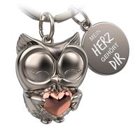 FABACH Porte-clés hibou avec cœur et gravure - Joli porte-clés chouette - Amitié et amour porte-bonheur en métal pour femme - Mon cœur est à vous, Or rose, 1, Moderne