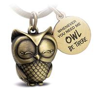 FABACH Porte-clés hibou avec gravure - Joli porte-clés chouette - Amitié et amour porte-bonheur en métal pour femme - Owl be there for you, Bronze, Taille unique, Porte-clés