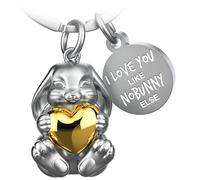 FABACH Porte-clés lapin avec cœur - Porte-bonheur - Cadeau pour petite amie - Cadeau pour partenaire - Porte-clés pour couples - Anniversaire - I love you like nobunny else
