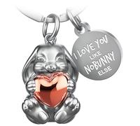 FABACH Porte-clés lapin avec cœur - Porte-bonheur - Cadeau pour petite amie - Cadeau pour partenaire - Porte-clés pour couples - Anniversaire - I love you like nobunny else, Or rose, 1, Moderne