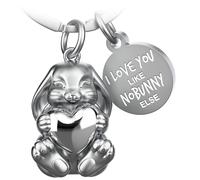 FABACH Porte-clés lapin Bunny avec cœur - Porte-bonheur lapin Cadeau pour amie - Cadeau pour partenaire Amour Porte-clés pour couples Anniversaire de mariage - I love you like nobunny else, argenté, 1