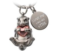 FABACH Porte-clés loutre Otty avec cœur - Porte-bonheur loutre - Cadeau pour petite amie - Cadeau pour couple - Anniversaire - Gravure « I love you like no otter », Or rose, 1, Moderne