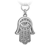 FABACH Porte-clés main de Fatima - Pendentif de voiture - Main de Fatma - Porte-bonheur - Amulette de protection contre le mauvais œil, argenté, Taille unique, Oriental