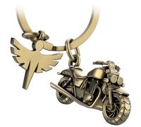 FABACH Porte-clés moto avec ange gardien - Cadeau ange pour motocycliste - Cadeaux moto - Porte-clés porte-bonheur - Conduite prudente, Bronze, 1, Moderne