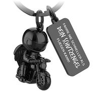 FABACH Porte-clés moto avec ange gardien et gravure - Conducteur prudent ange pour motocycliste - Porte-bonheur permis de conduire moto