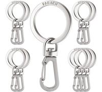 FABACH Porte-clés mousqueton avec anneau rotatif - Petits mousquetons amovibles - Mini mousqueton solide pour clés et pour le bricolage, argenté, 10er Pack