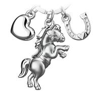 FABACH Porte-clés Porte-bonheur Avec Cœur et Fer à Cheval - Pour les Amateurs de Chevaux - Cadeau, Argenté, 1, Moderne