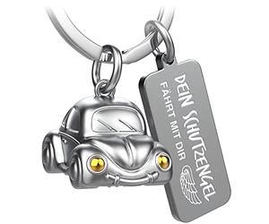 FABACH Porte-clés pour voiture avec gravure - Ange gardien - Porte-clés ange gardien pour automobilistes - Cadeau porte-bonheur pour la voiture, cadeau pour conduire avec attention - Votre ange