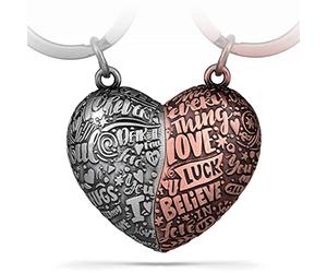 FABACH Porte-clés puzzle cœur - Pièce de puzzle d'amour - Pendentif cœur - « Je t'aime » - Cadeau anniversaire couple - Cadeau mariage