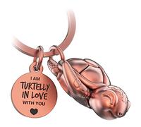 FABACH Porte-clés tortue Snappy avec cœur et gravure - Porte-clés tortue mignonne - Porte-bonheur - Cadeau pour partenaire - Turtelly in Love, or rose antique, Taille unique, Moderne