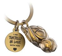 FABACH Porte-clés tortue Snappy avec cœur et gravure - Porte-clés tortue mignonne - Porte-bonheur - Cadeau pour partenaire - Turtelly in Love, Bronze, Taille unique, Décontracté
