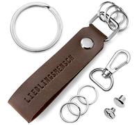 FABACH Porteclés en cuir avec porteclés interchangeable dans une boîte cadeau - Pendentif clé pour meilleure amie et partenaire avec gravure de la personne préférée - Porteclé, Cuir marron, taille