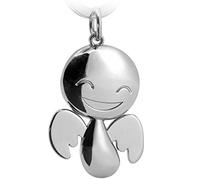 FABACH Schutzengel Schlüsselanhänger Happy - Niedlicher Engel Anhänger aus Metall in glänzendem Silber - Geschenk Glücksbringer Auto Führerschein - Fahr vorsichtig