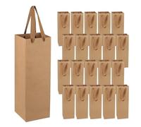 Fabaoday Pochette Cadeau Bouteille,20 PCS Pochettes Sacs Cadeaux de Bouteilles de Vin en Papier Kraft, Cadeaux pour Vin avec Poignées, pour Noël, Fêtes, Anniversaires, Mariages Papier Kraft